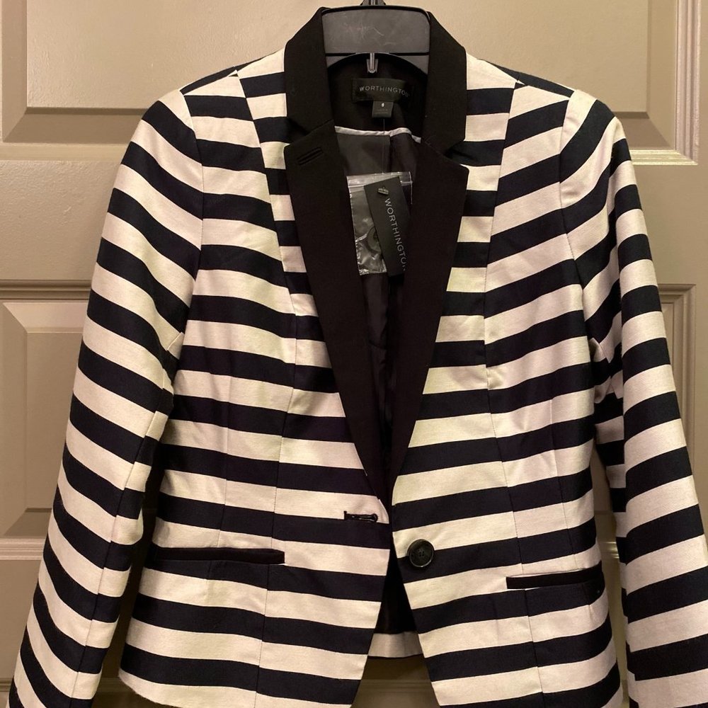Worthington Lapel Blazer with Black & Cream Stripe
